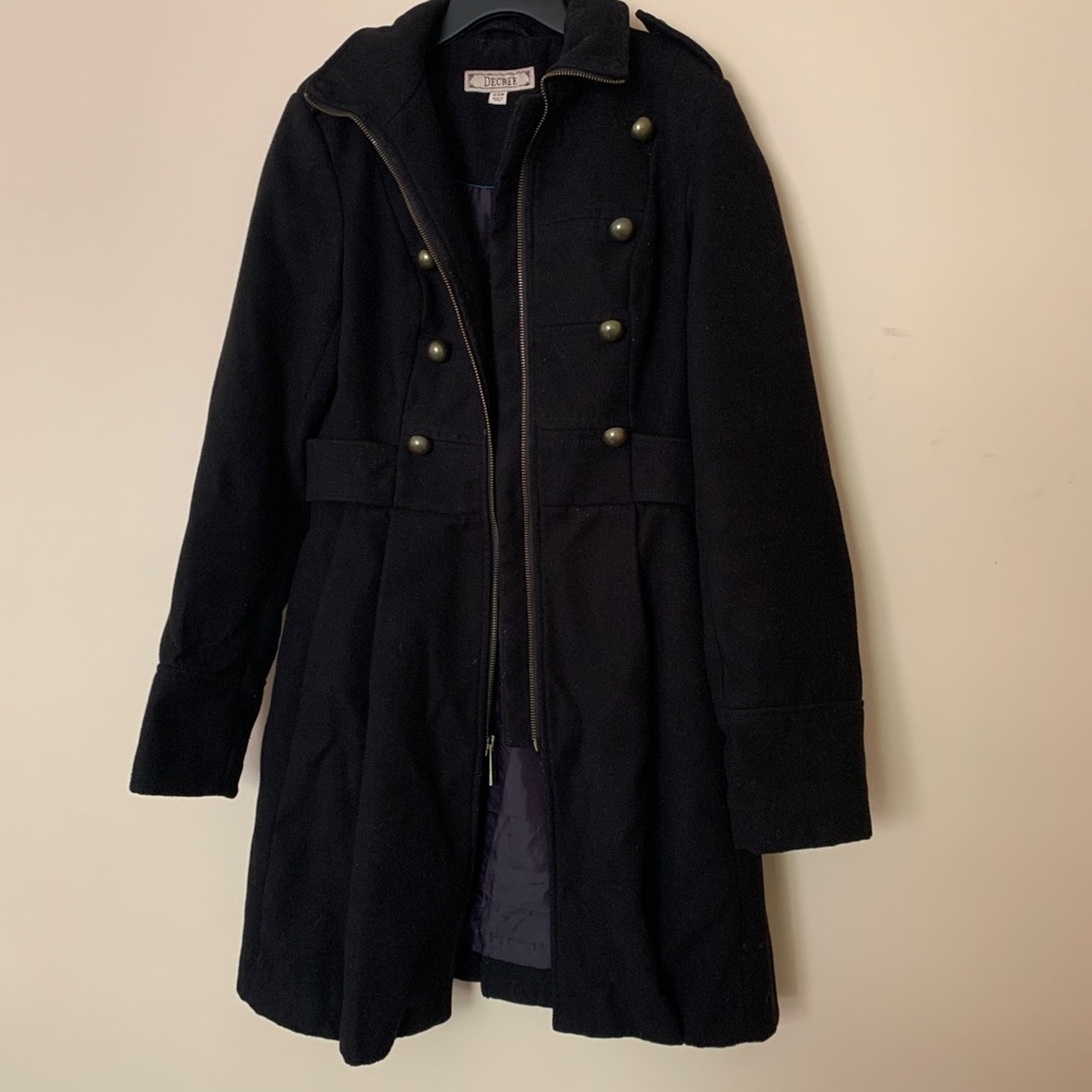Decree Black zip-up fall/winter trench coat